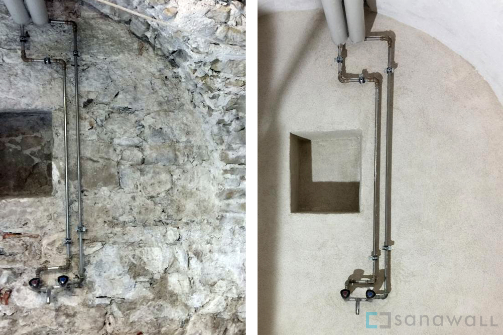 Kellersanierung in einem Gewölbekeller, Schimmelpilzsanierung