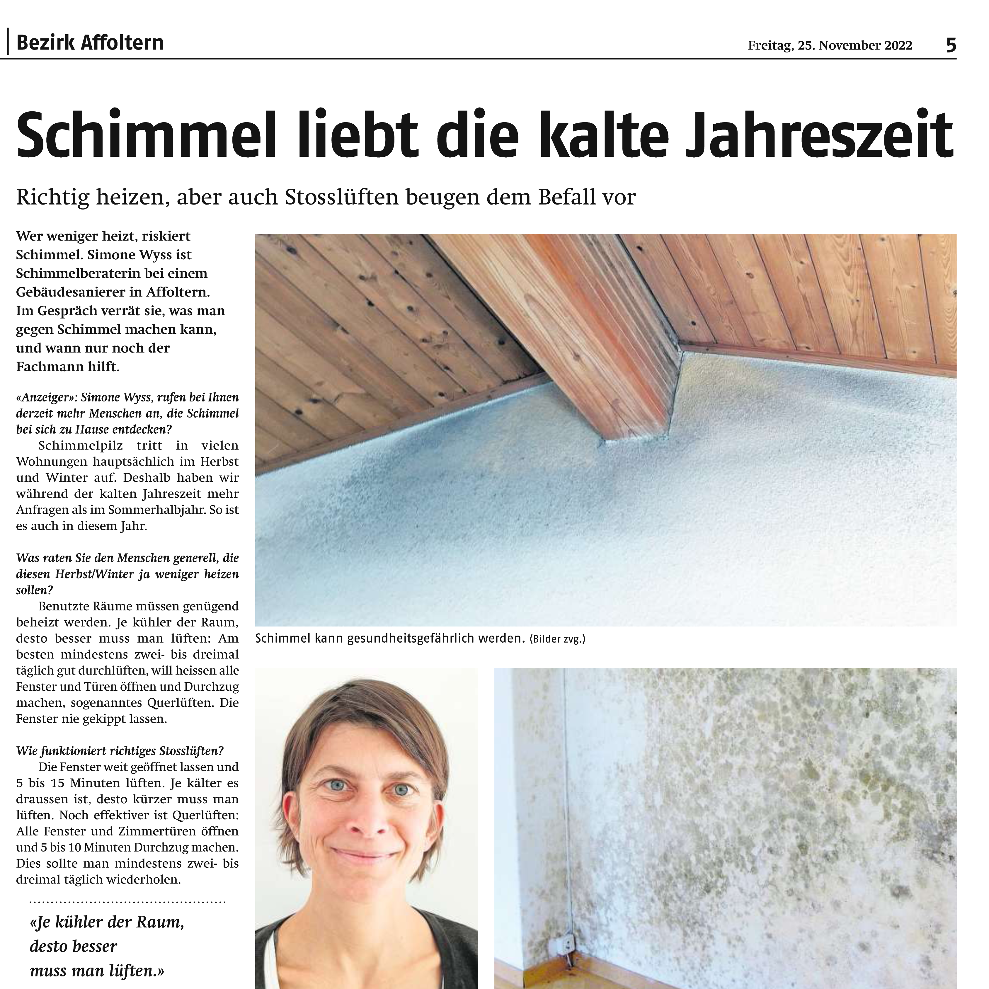 Interview mit sanawall im Anzeiger aus dem Bezirk Affoltern